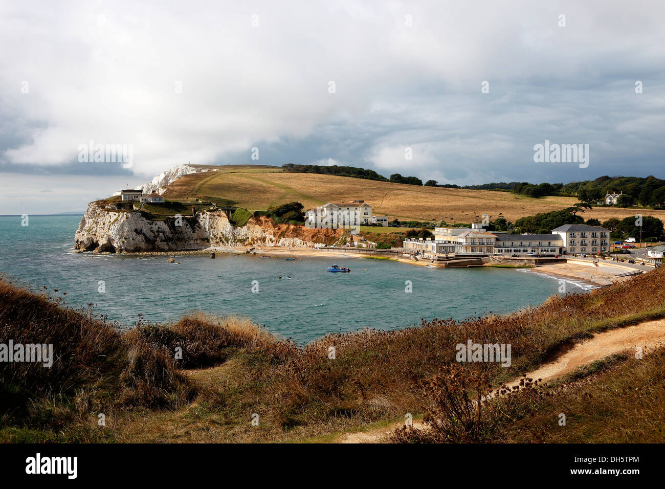 Approccio orientale alla baia di acqua dolce, Isle of Wight, Hampshire, Inghilterra Foto Stock