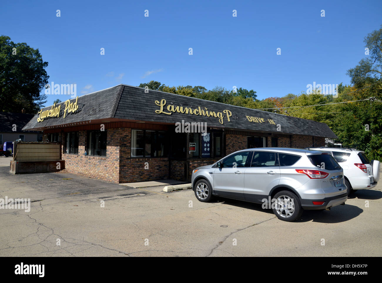 Trampolino di lancio Diner, Wilmington, Illinois, Casa del Gigante Gemini sulla vecchia strada 66 Foto Stock