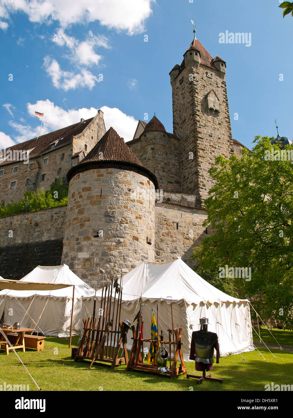 Festa medievale 'Zeitreise', tedesco per "viaggio nel tempo" in Veste Coburg castello Coburg, Alta Franconia, Franconia, Bavaria Foto Stock
