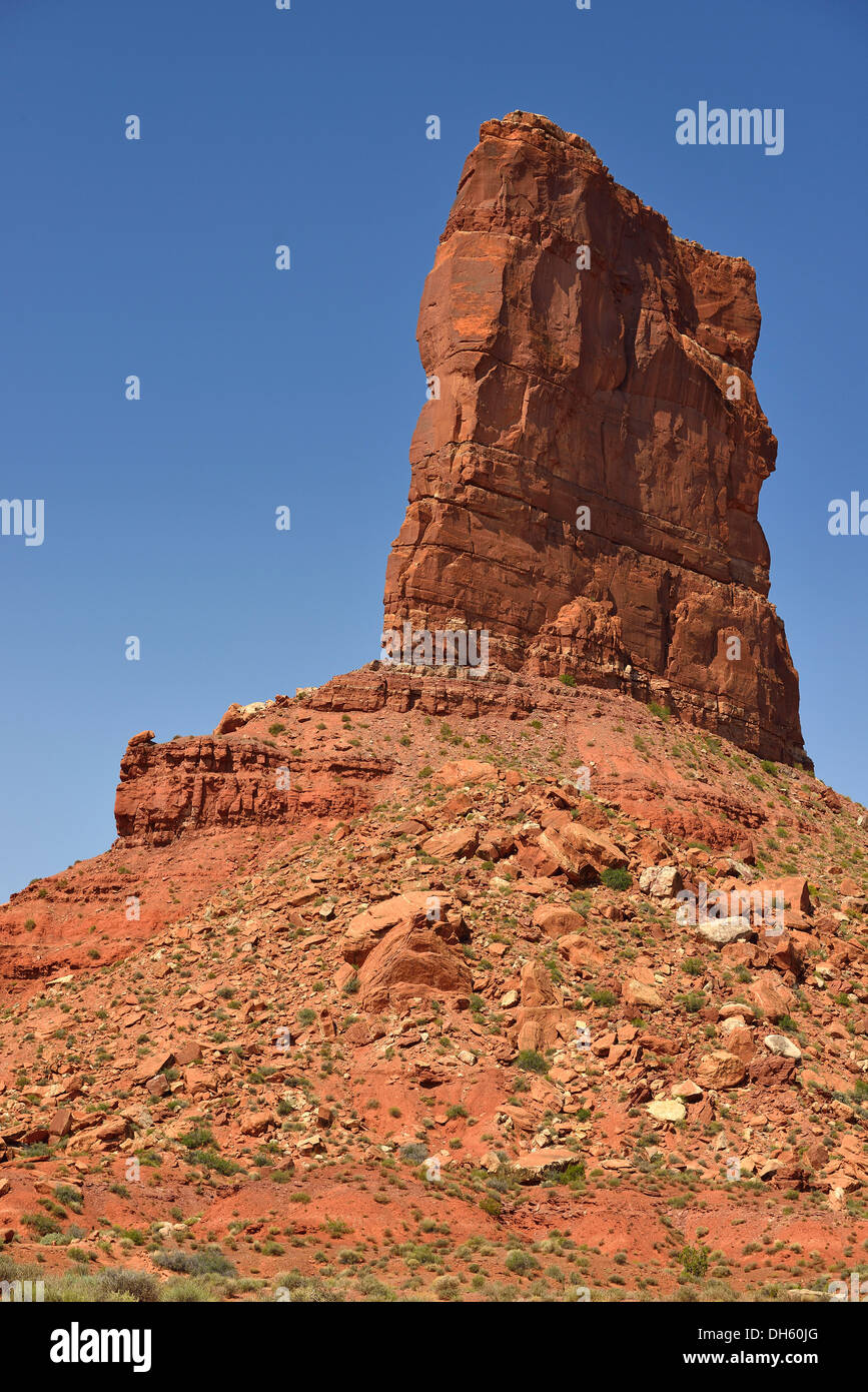 Castle Butte, la Valle degli Dèi, San Juan County, Utah, Stati Uniti d'America, STATI UNITI D'AMERICA Foto Stock