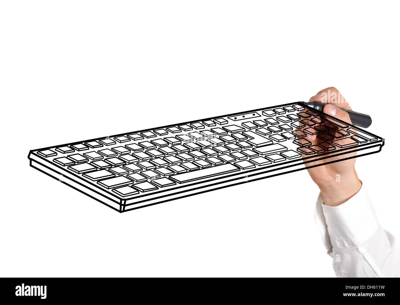 Disegno a mano la tastiera su sfondo bianco Foto stock - Alamy