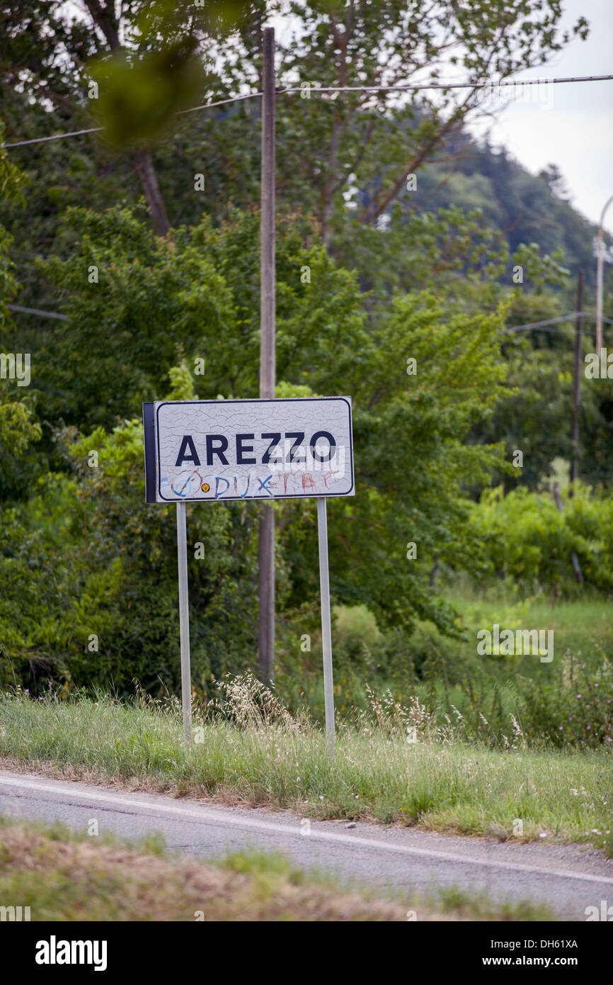 Un limite della città segno, Arezzo, Toscana, Italia Foto Stock