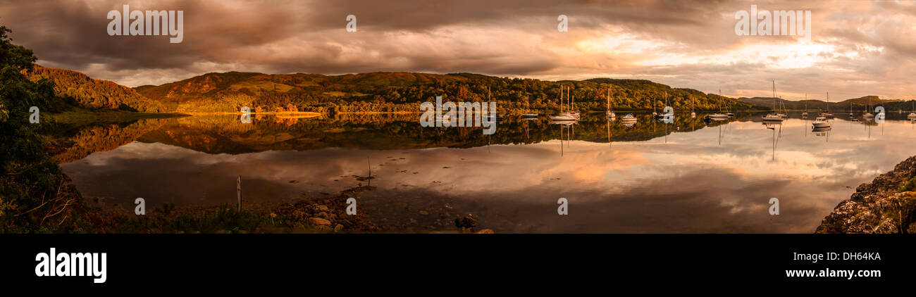 Loch panorama al tramonto, Oban, Scozia Foto Stock