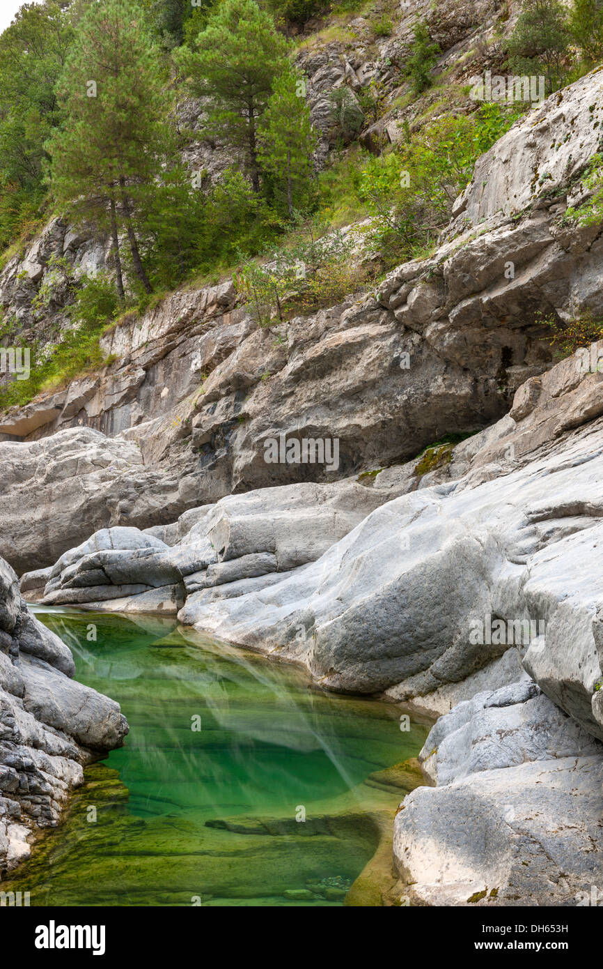 Fiume Bellos, Canon de Anisclo, Parque Nacional de Ordesa y Monte Perdido, Pirenei, provincia di Huesca, Aragona, Spagna, Europa. Foto Stock