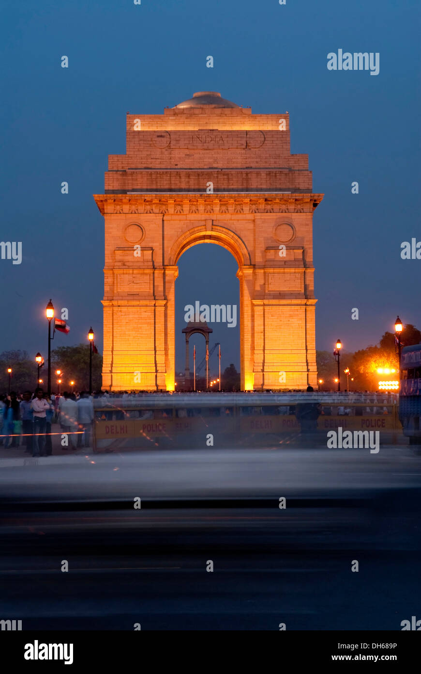 India Gate di notte, vibrante, New Delhi, India, Asia Foto Stock