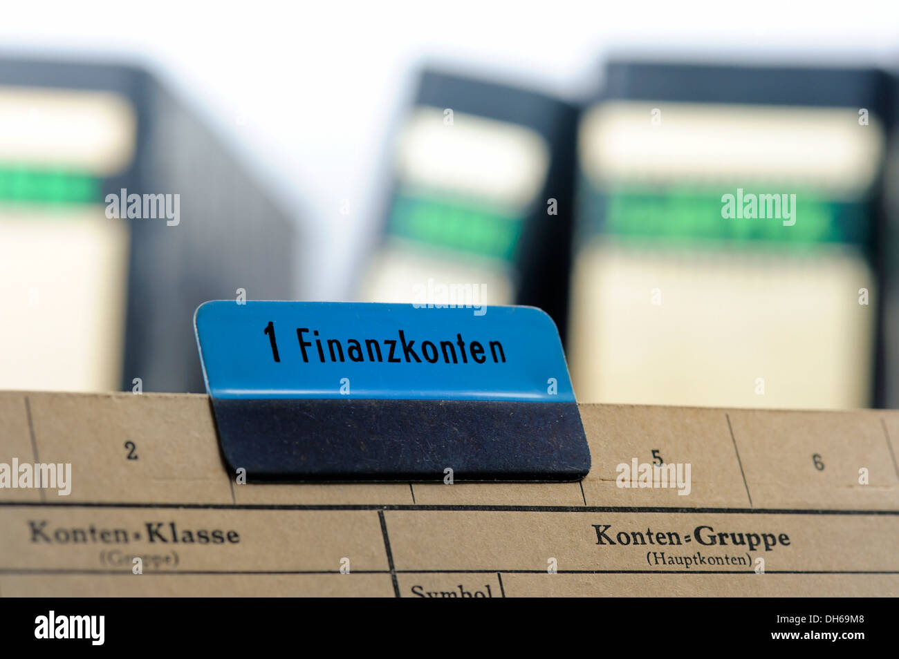 Contabilità finanziaria, scheda indice dal 50s, finanzkonten, tedesco per cccounts finanziario Foto Stock