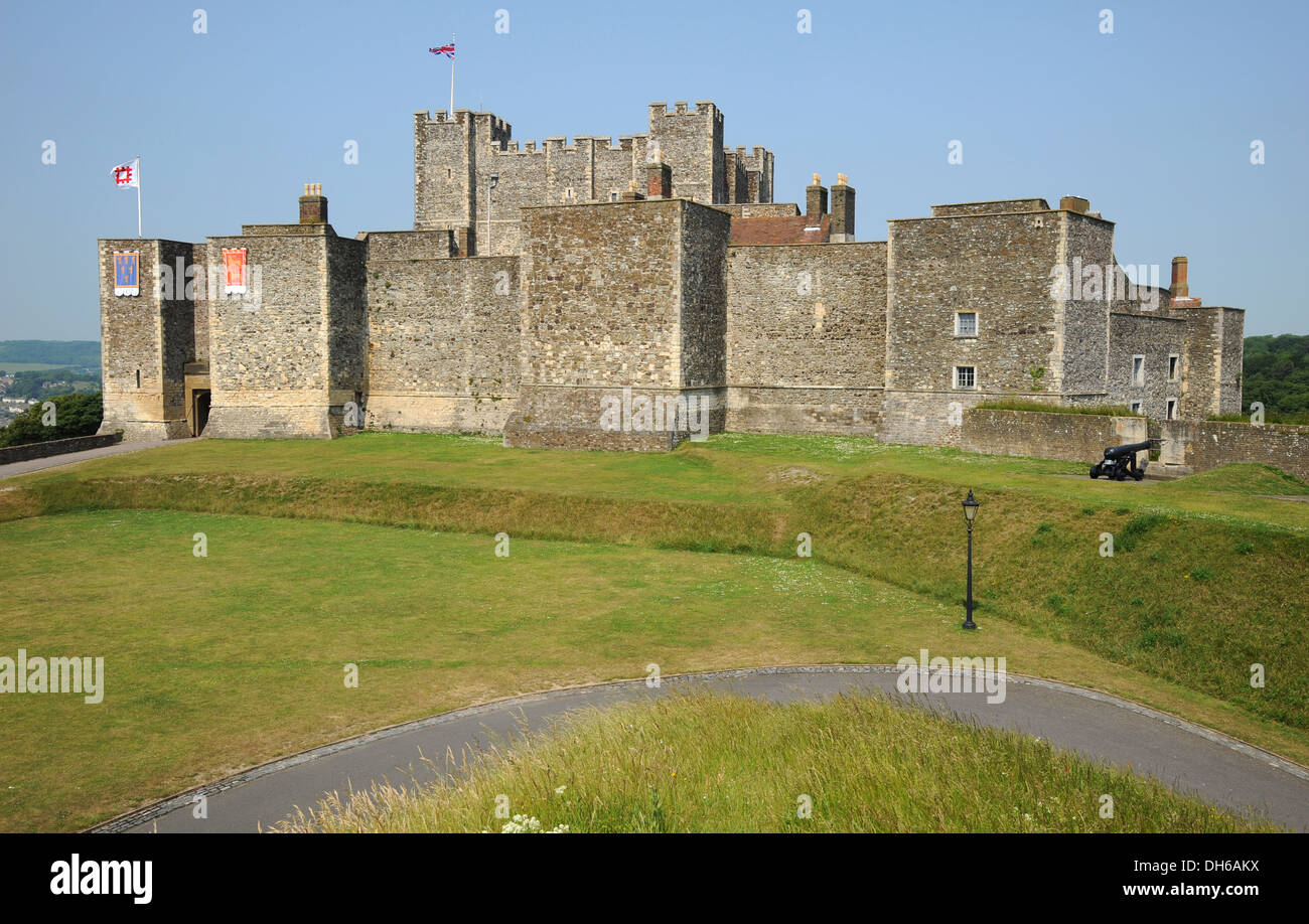 Lo storico dei bastioni del castello di Dover, Kent, Inghilterra. Foto Stock