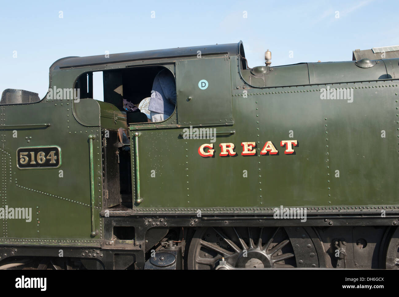 Locomotiva a vapore 5164 a Kidderminster stazione ferroviaria Foto Stock