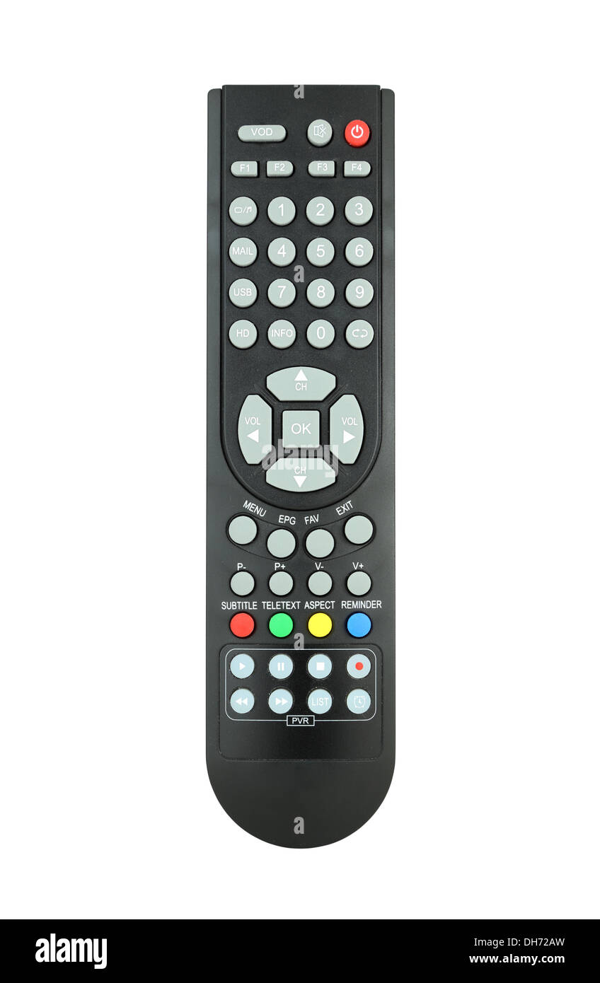 Telecomando del televisore su sfondo bianco (con percorso di clipping) Foto Stock