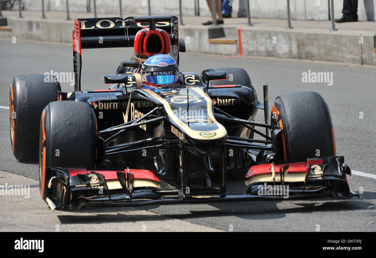 Nicolas Prost del team Lotus F1 durante la F1 giovane driver/pneumatico test presso il circuito di Silverstone, Northamptonshire. Foto Stock