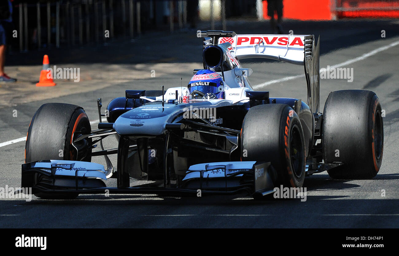 Susie Wolff della Williams F1 Team durante la terza giornata del F1 giovane driver/pneumatico test presso il circuito di Silverstone, Northamptonshire Foto Stock