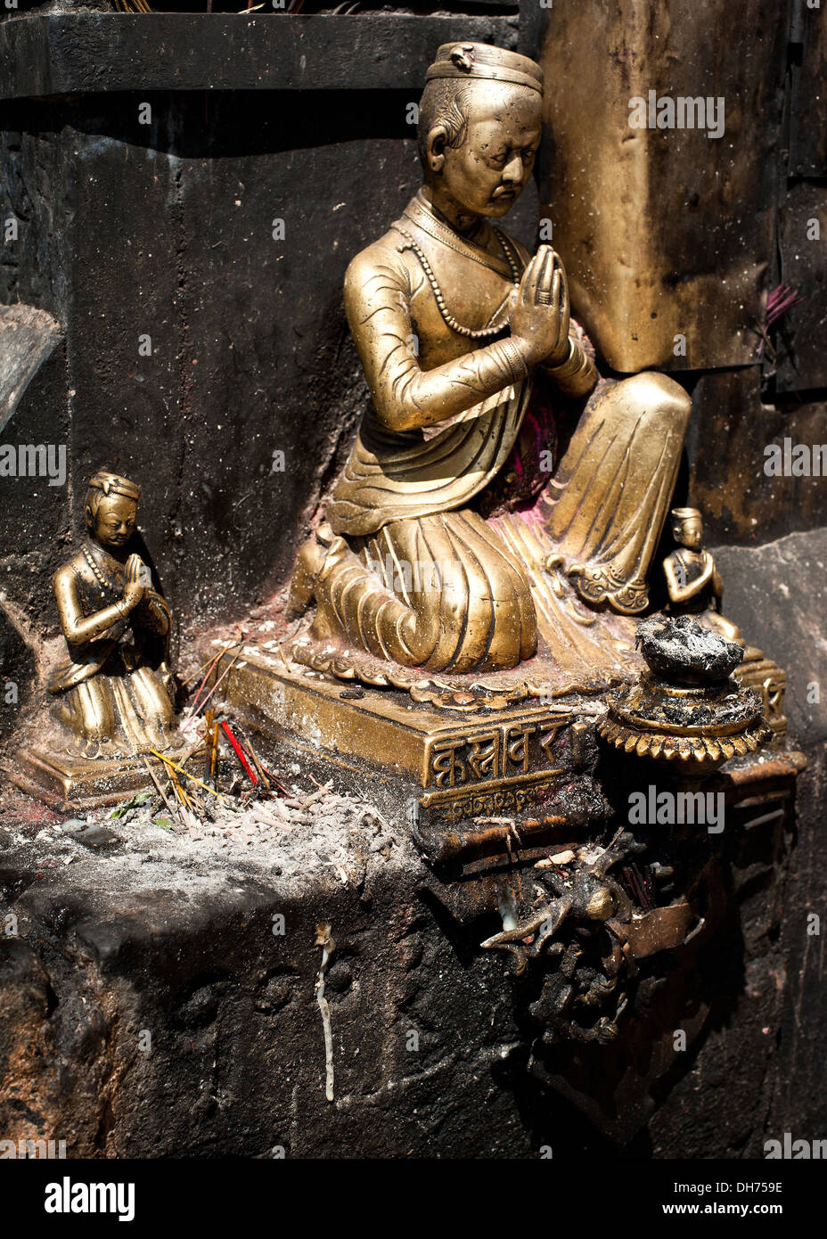 Architettura dettaglio al santuario buddista di Swayambhunath Stupa. Monkey Temple Nepal, Kathmandu Foto Stock