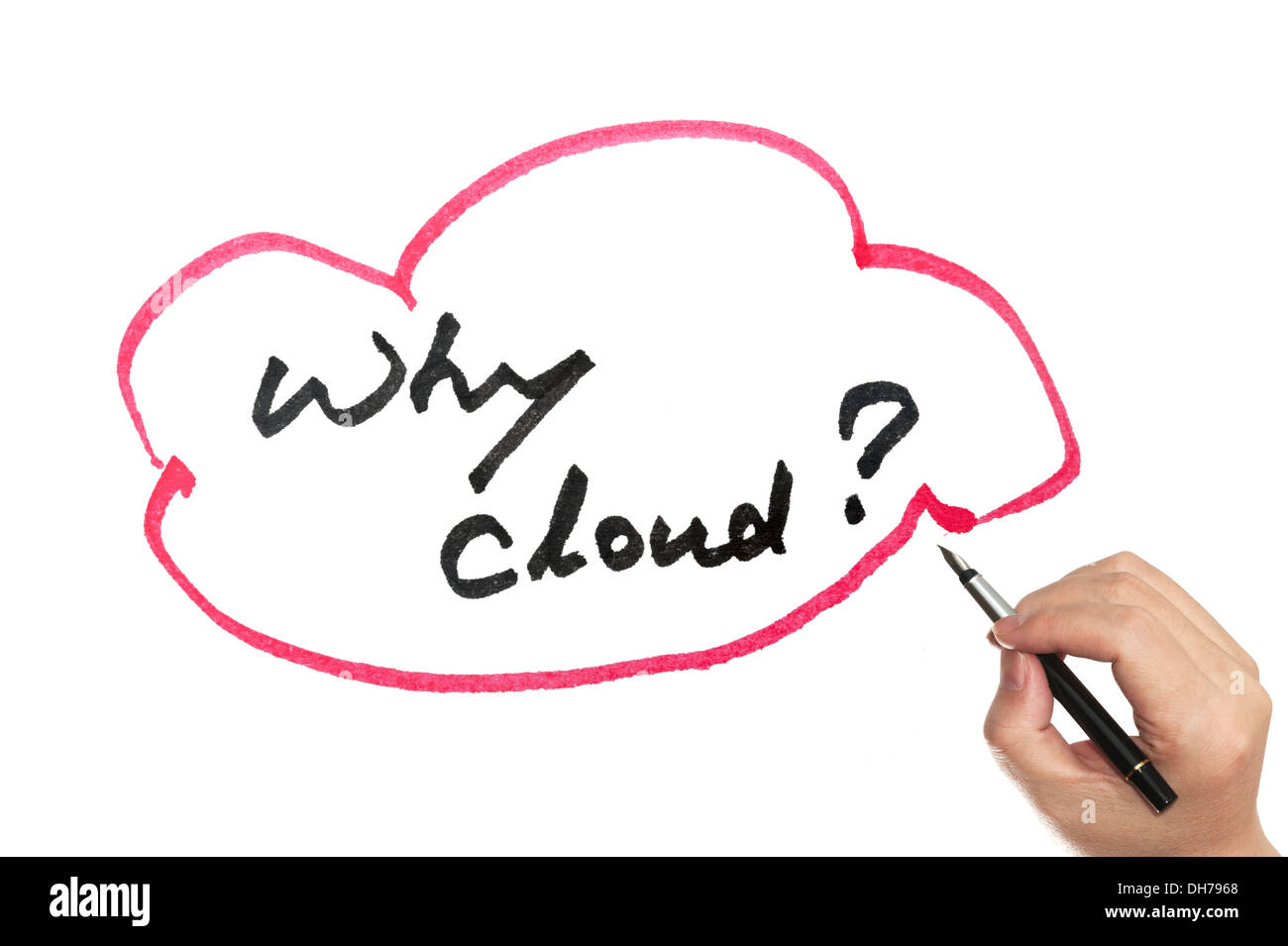 Perché scegliere il cloud concetto disegno sulla lavagna bianca Foto Stock