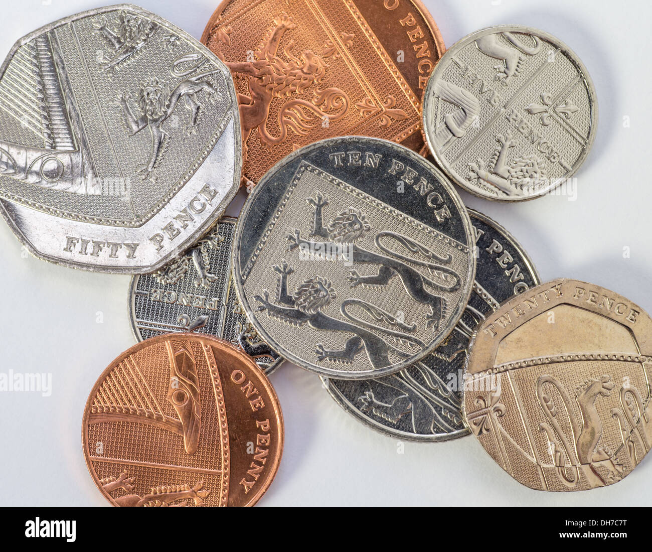 Nuove monete Britanniche Foto Stock