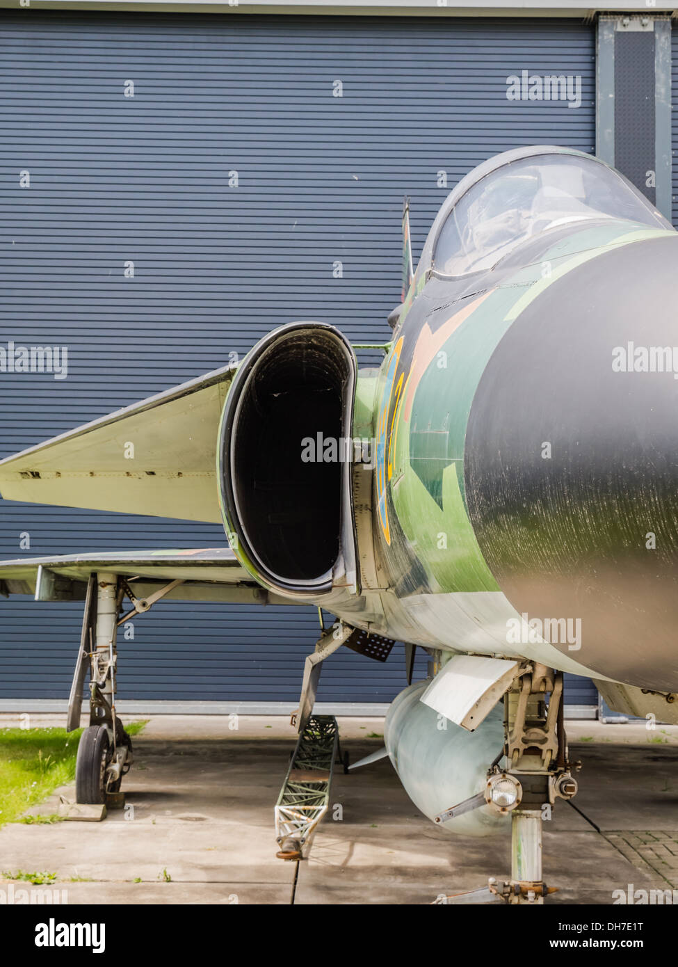 Vista frontale di un Saab Viggen jet da combattimento Foto Stock