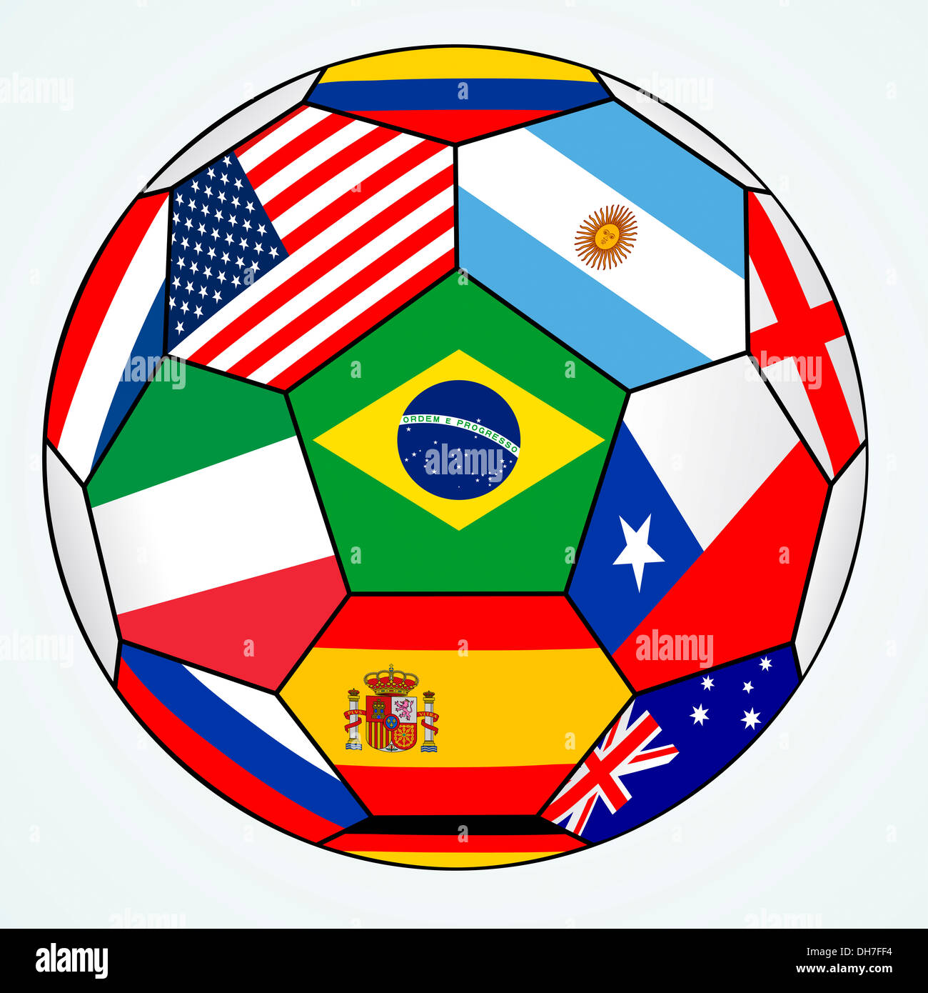 Soccer con bandiere Foto Stock