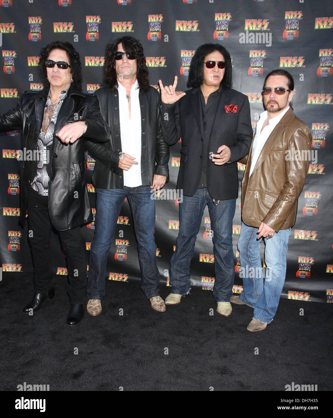 Paul Stanley Tommy Thayer Gene Simmons Eric Singer KISS da Monster Mini Golf Grand Opening - Arrivi Las Vegas Nevada - Foto Stock