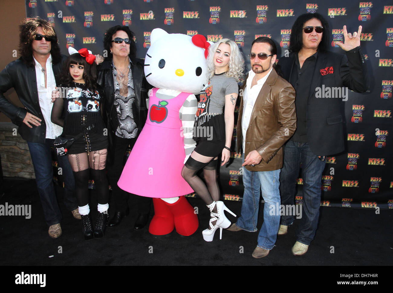 Paul Stanley Tommy Thayer Gene Simmons Eric Singer KISS da Monster Mini Golf Grand Opening - Arrivi Las Vegas Nevada - Foto Stock