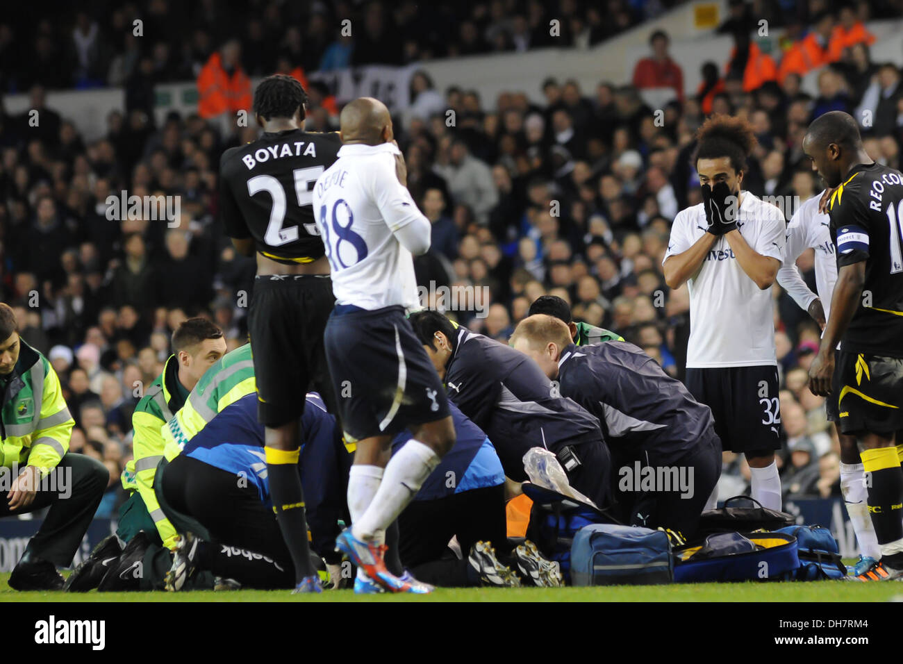 File foto Bolton Wanderers centrocampista Fabrice Muamba 24 che crollò e subito un ar cardiaco durante una partita Foto Stock