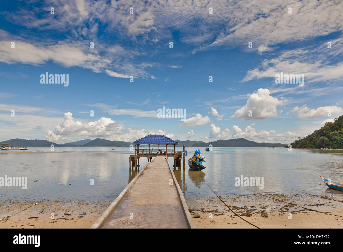 Barca da pesca jetty, Isola di Pangkor Malaysia Foto Stock