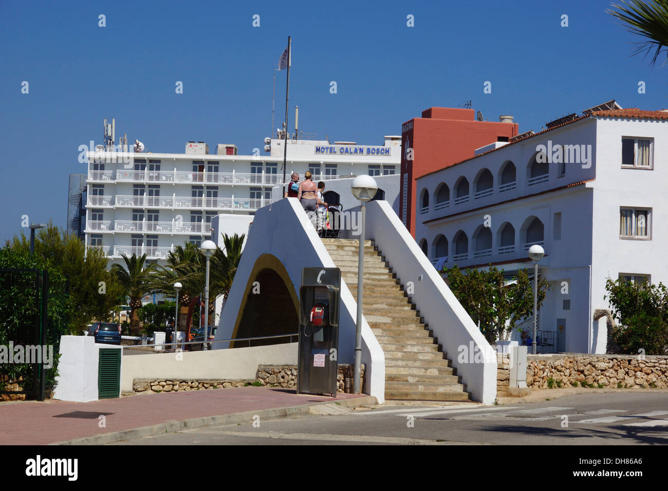 Ponte a Cala'n Bosch Hotel Cala en bosc, Ciutadella, Menorca, Spagna Foto Stock