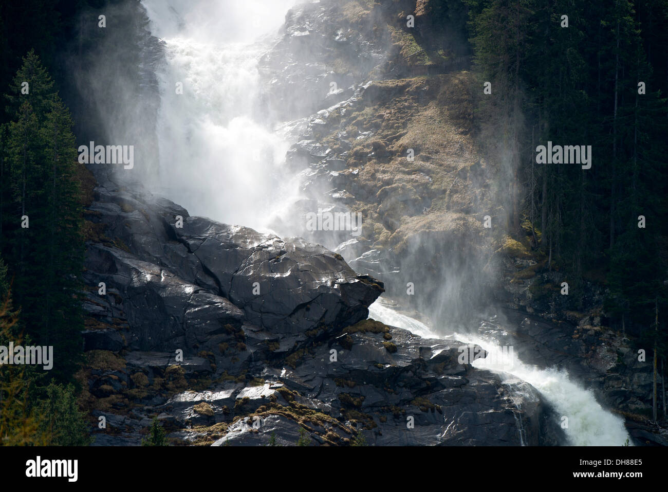 Cascate di Krimml, le cascate inferiori, Krimml, Salisburgo, Austria Foto Stock
