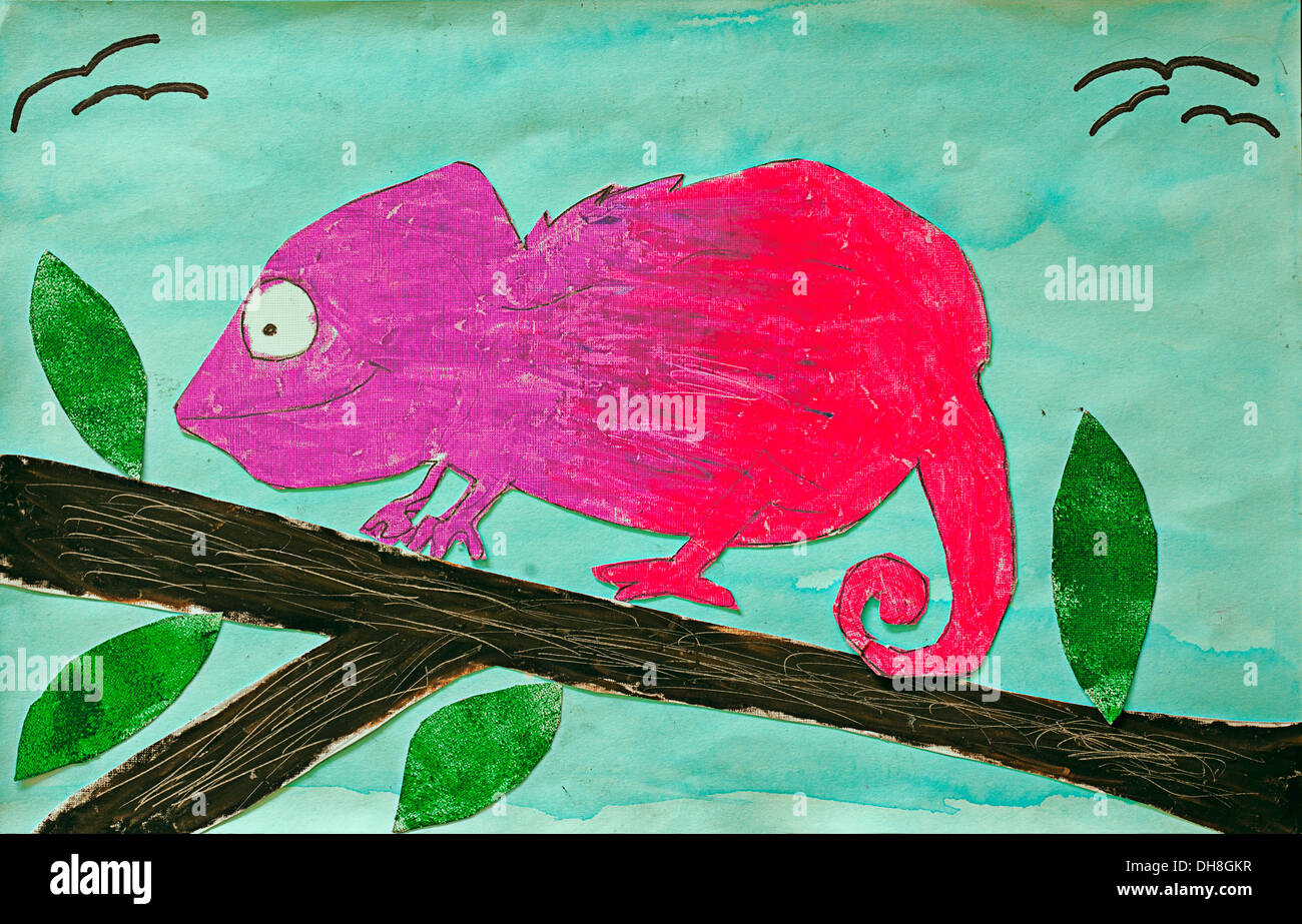 Childrens' illustrazione: chameleon Foto Stock