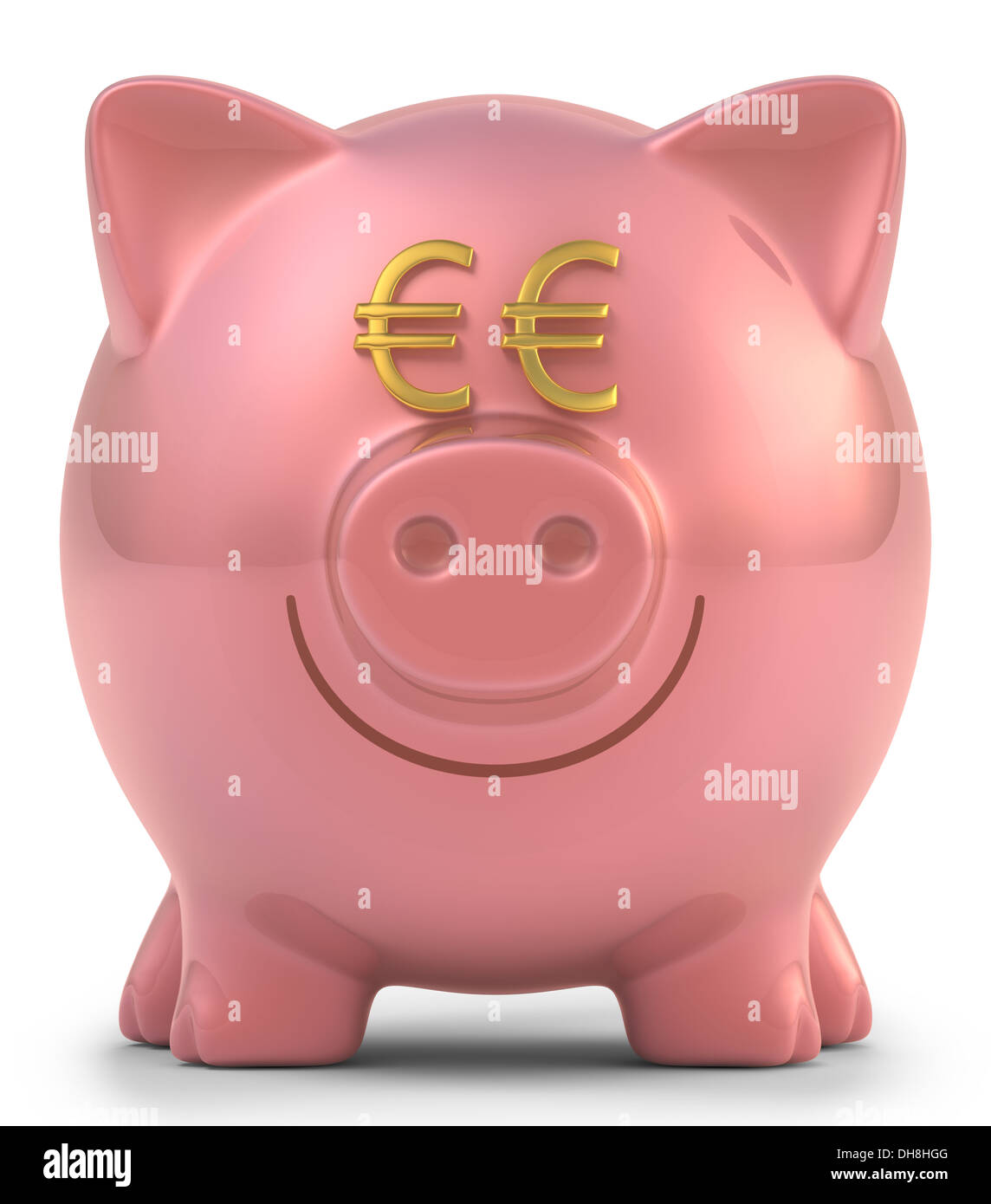 Salvadanaio con occhi simbolo dell'euro. Percorso di clipping incluso. Foto Stock