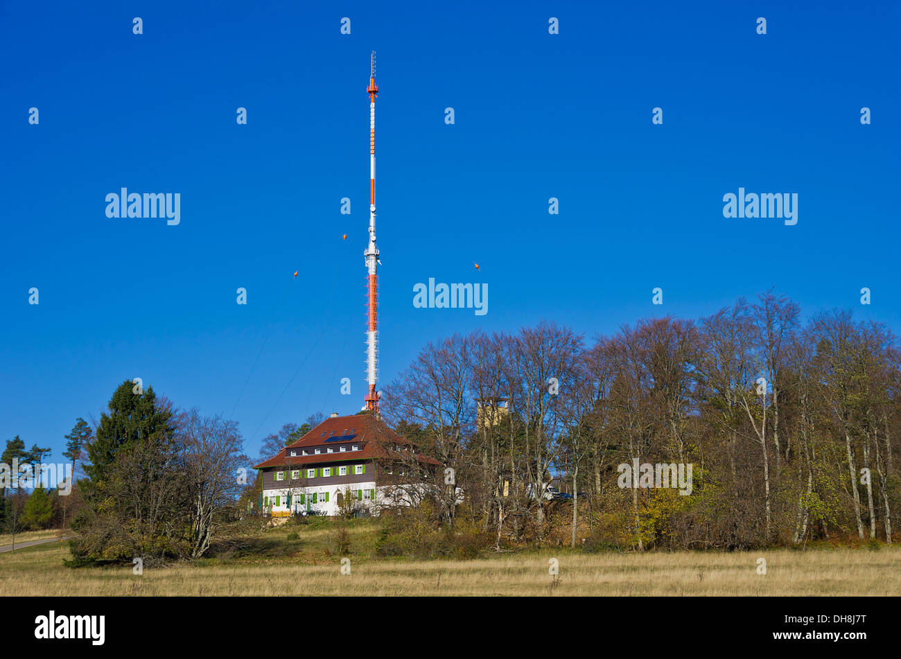 La casa Nagelehaus, Torre per antenna e look-out sul Raichberg montagna, sveve vicino Albstadt, Germania. Foto Stock