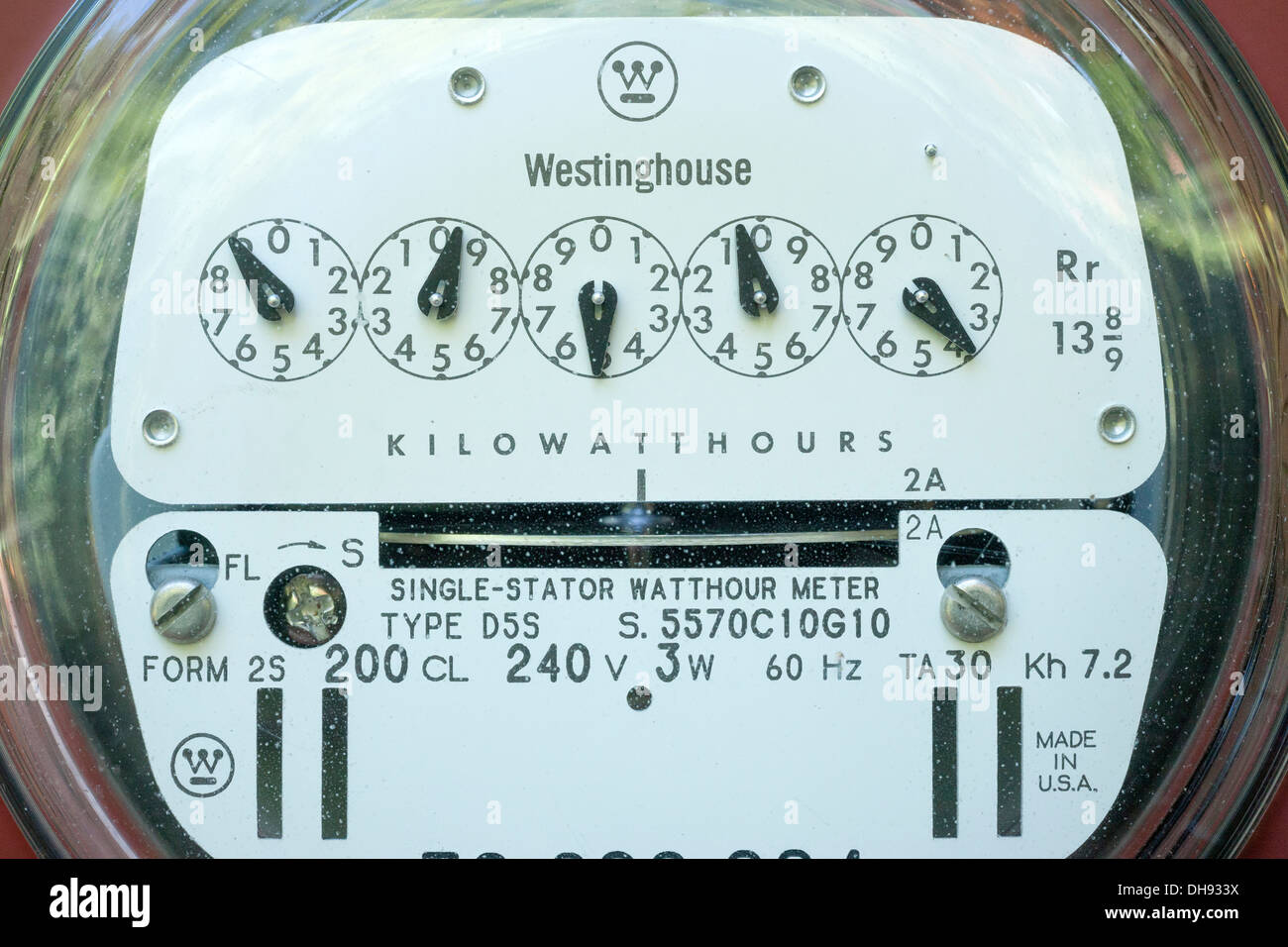 WESTINGHOUSE D5S tradizionale standard analogico 240 VOLT RESIDENTIAL NEGLI STATI UNITI misuratore elettrico (©Westinghouse Electric CO 1950) Foto Stock