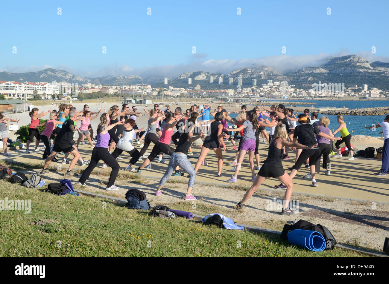 Ballo All'Aperto Aerobica, Fitness O Esercizio Prado Park La Plage Marseille Bouches-Du-Rhône Provence France Foto Stock