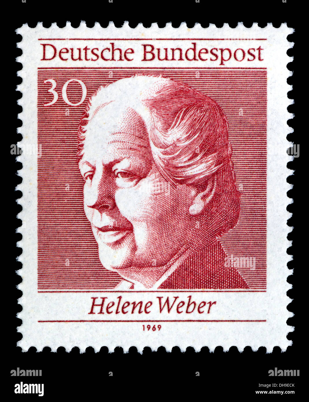 Ritratto di Helene Weber (1881-1962: Tedesco Democristiano politico) Tedesco sul francobollo. Foto Stock