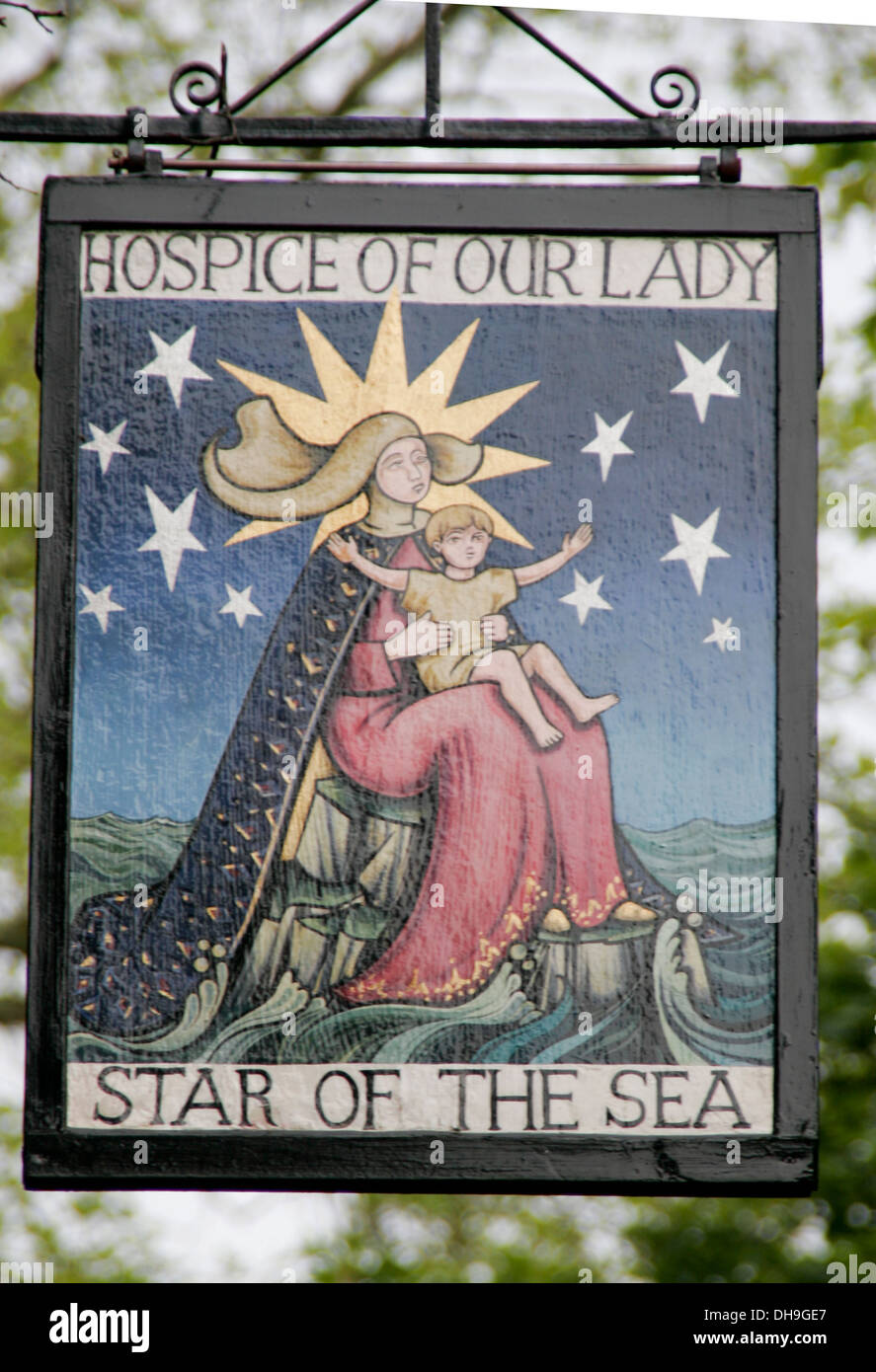 Ospizio di Nostra Signora Stella del mare segno poco Walsingham Norfolk England Regno Unito Foto Stock