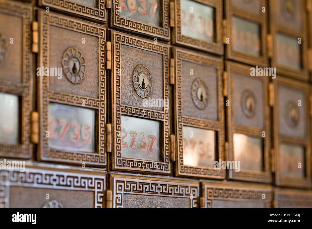 Vintage caselle postali presso il National Post Office - Washington, DC Foto Stock