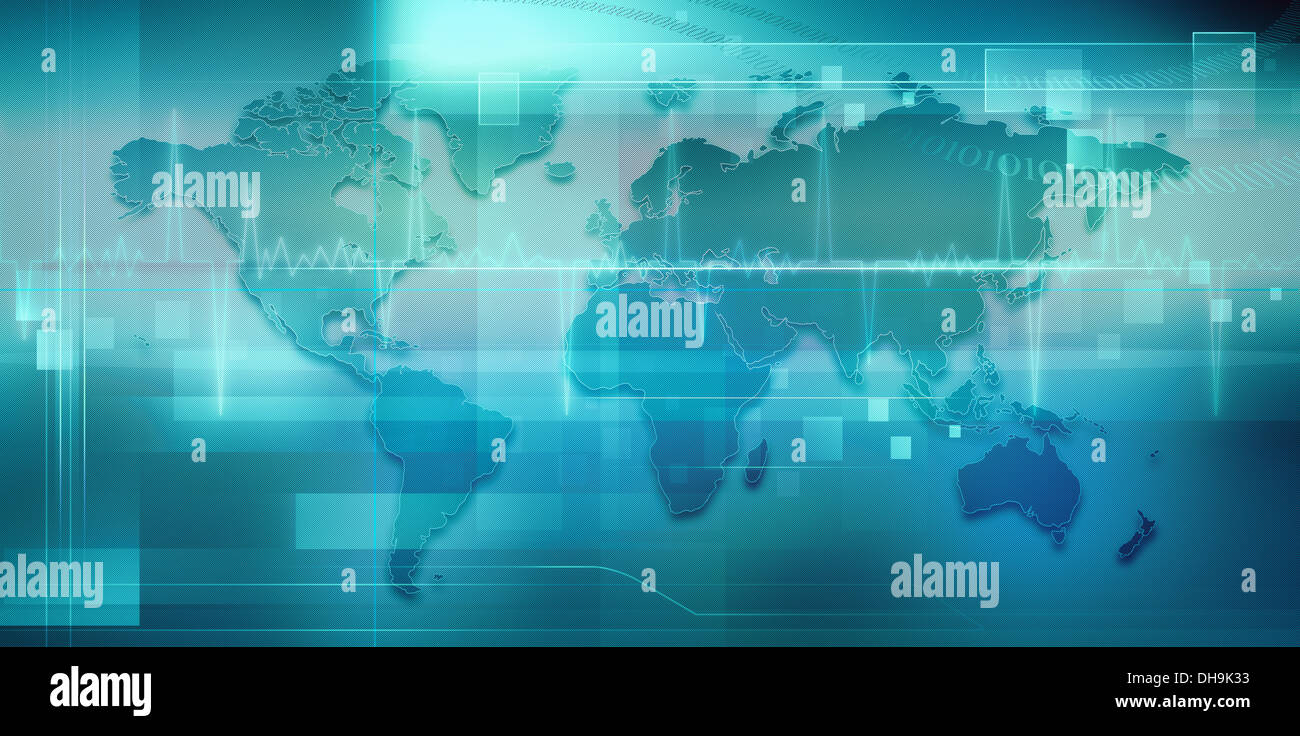 Abstract techno sfondi con mappa terrestre per il tuo design Foto Stock