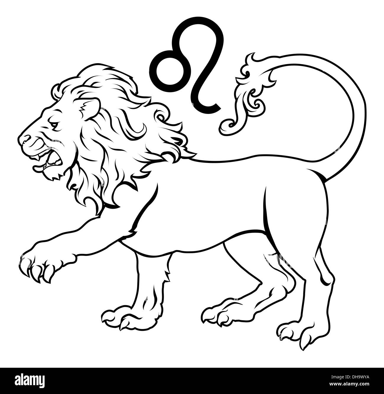 Illustrazione Di Leo Lion zodiaco oroscopo segno astrologia Foto Stock