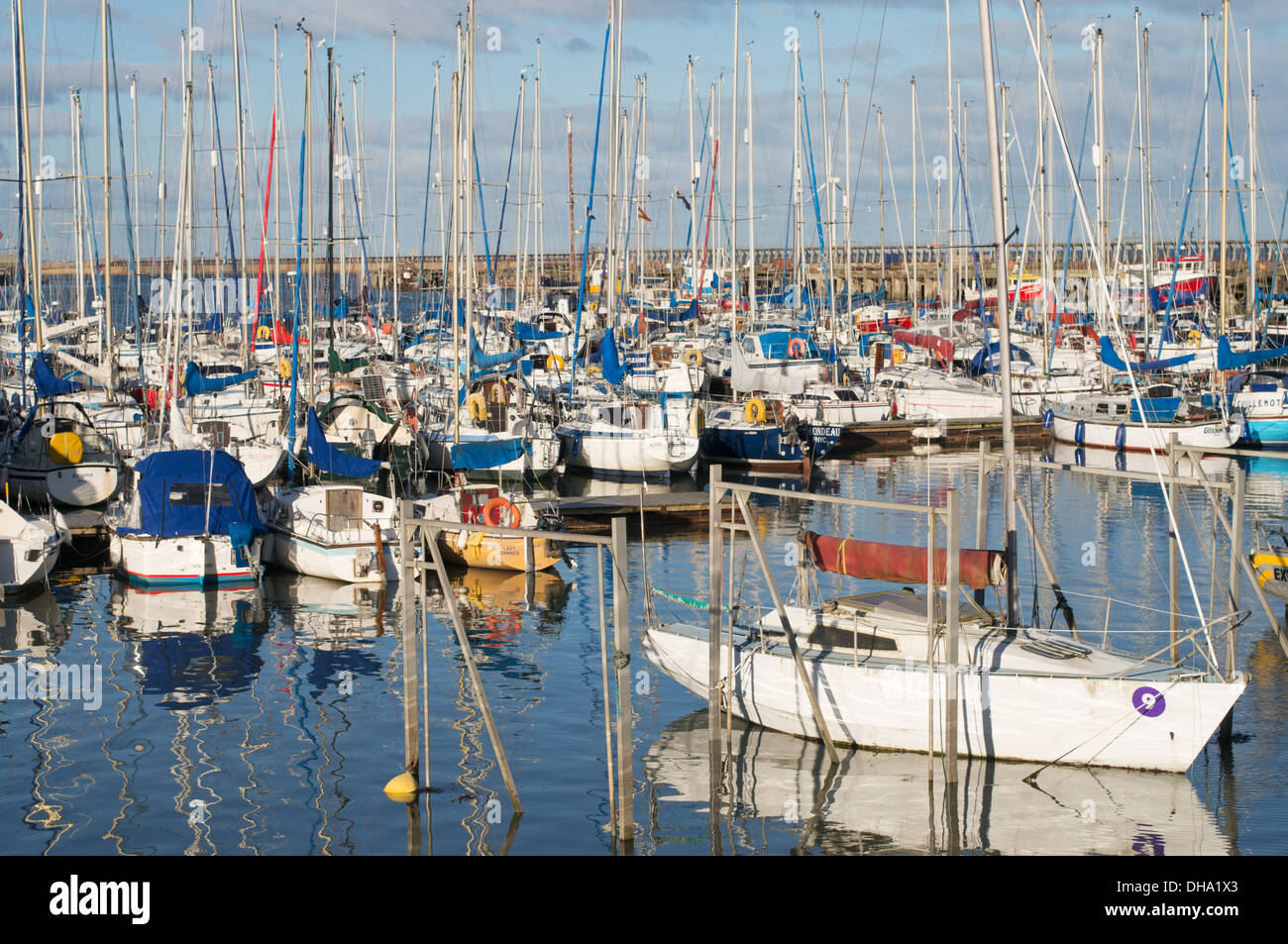 Yacht ormeggiati nel porto del sud Blyth, Northumberland, England, Regno Unito Foto Stock