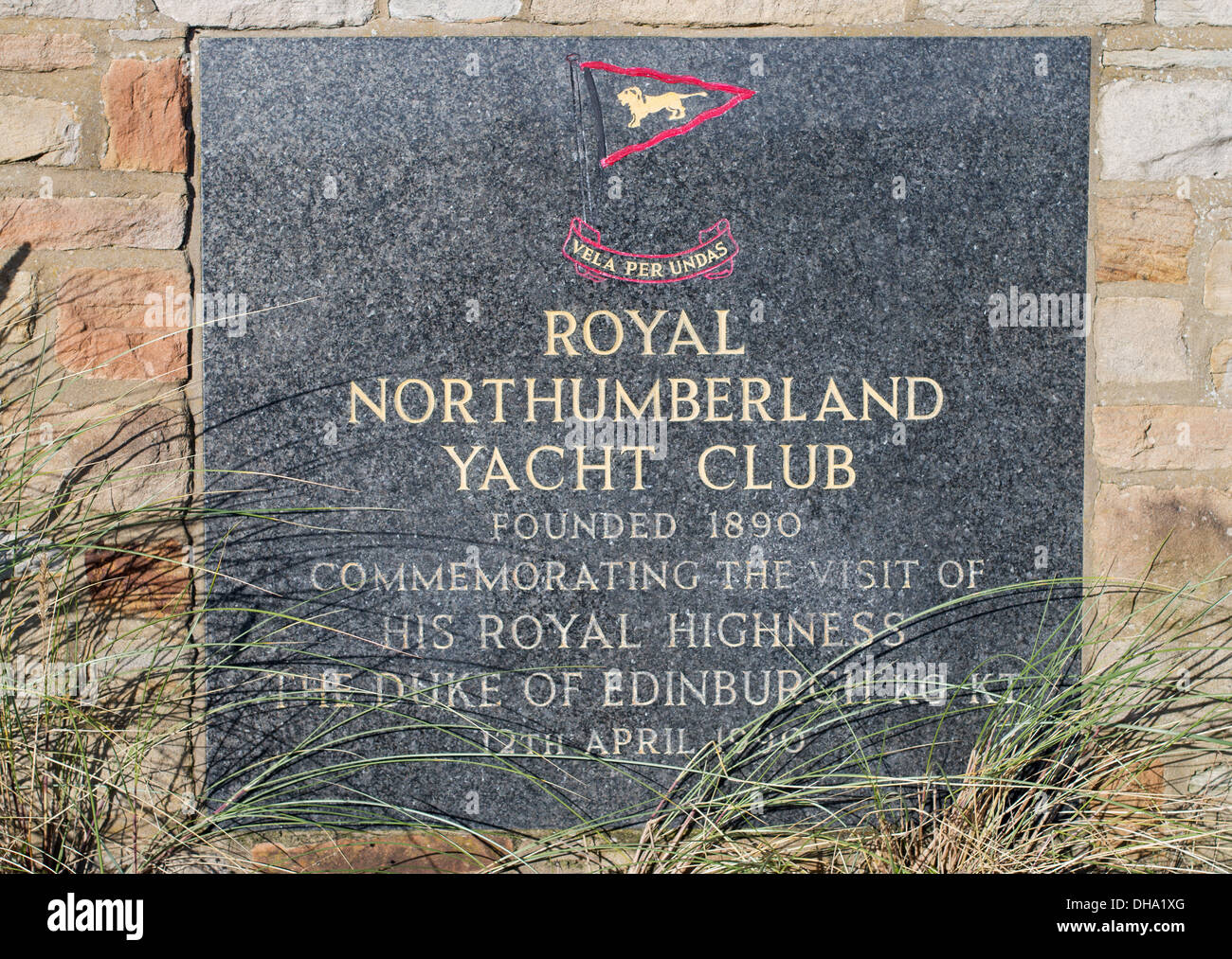 Royal Northumberland Yacht Club segno, sud Porto, Blyth, Northumberland, England, Regno Unito Foto Stock