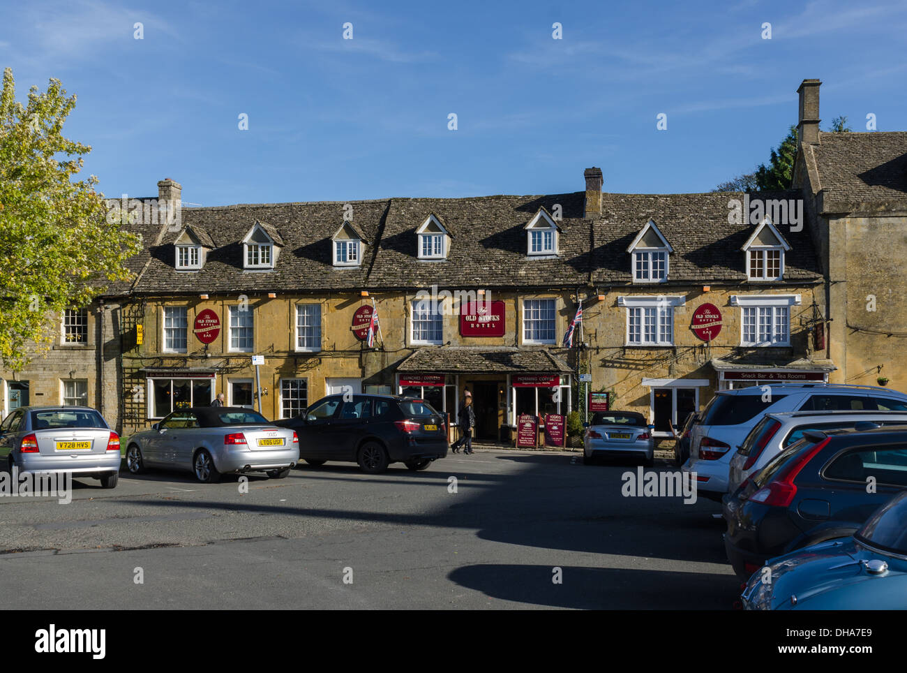 Le vecchie scorte Hotel e ristorante in Cotswold città di sedili Stow-su-il-Wold Foto Stock