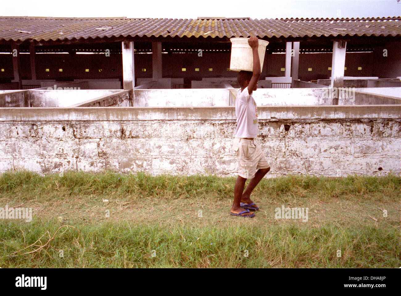 Ipjr09687111. 17-21 aprile 2005 il Mozambico negativo colore 35mm i bambini da una comunità alla periferia di Maputo raccolgono Foto Stock