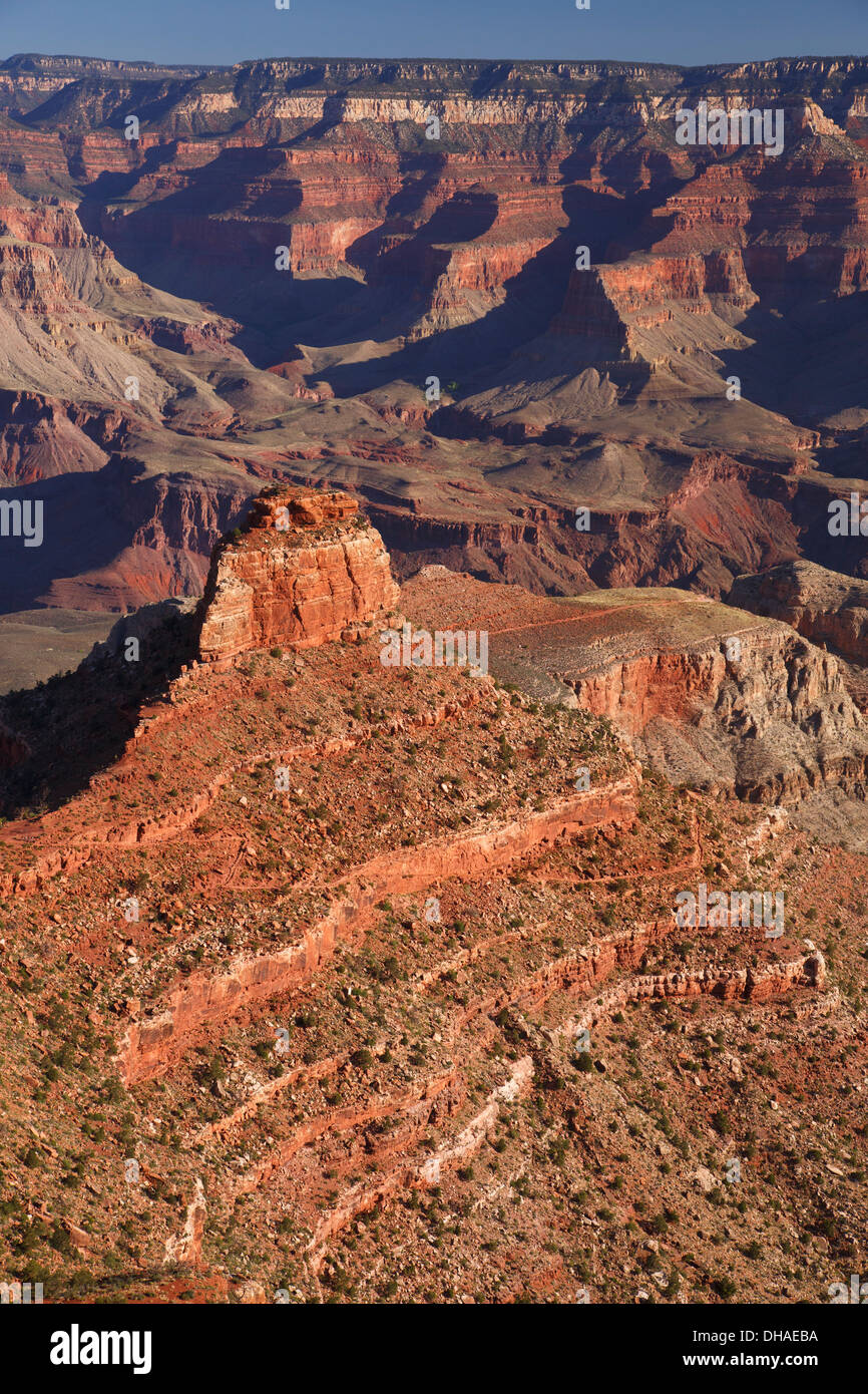 Vista da Ooh-ahh punto, South Kaibab Trail, il Parco Nazionale del Grand Canyon, Arizona. Foto Stock