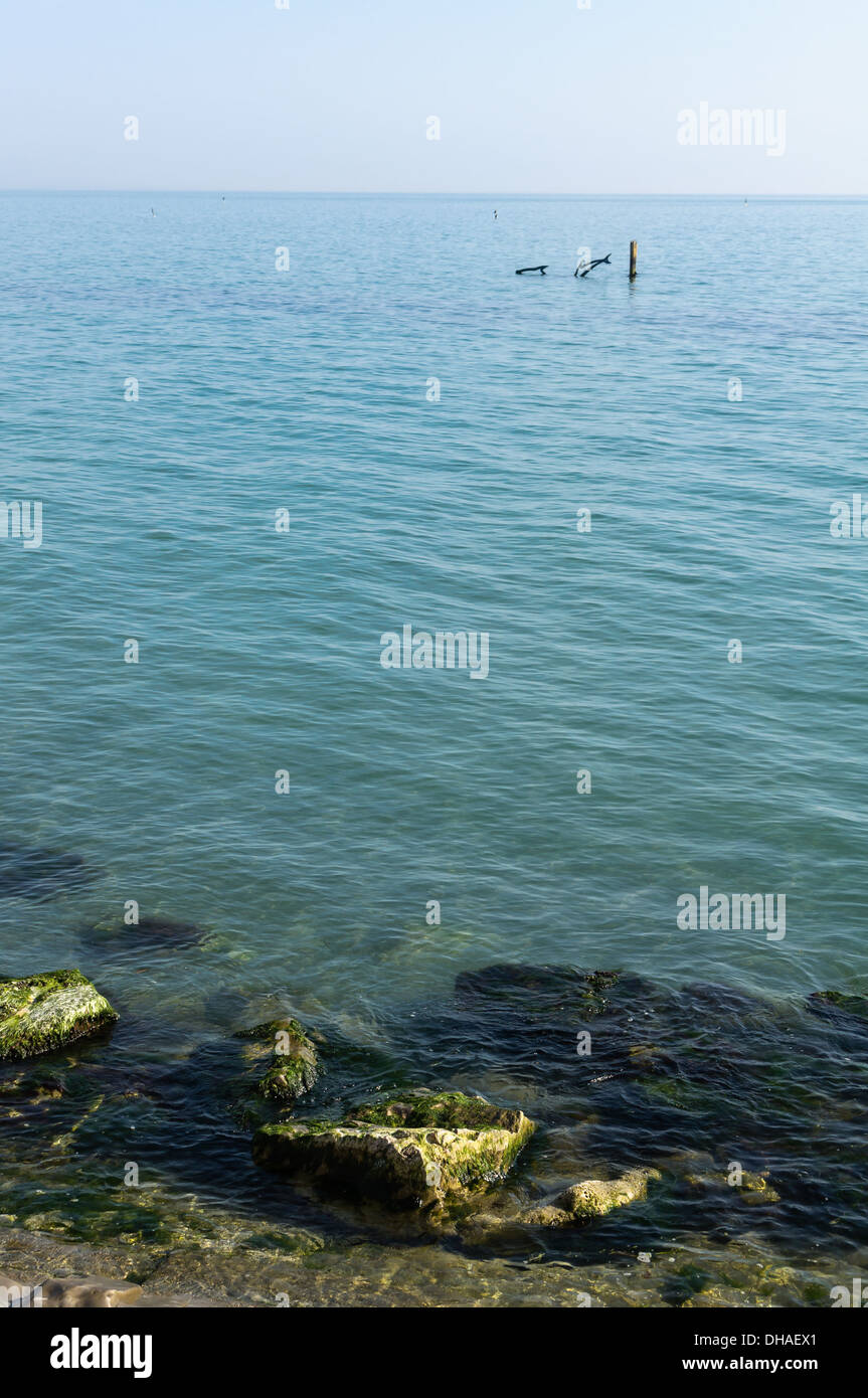 Due poli in mare Foto Stock