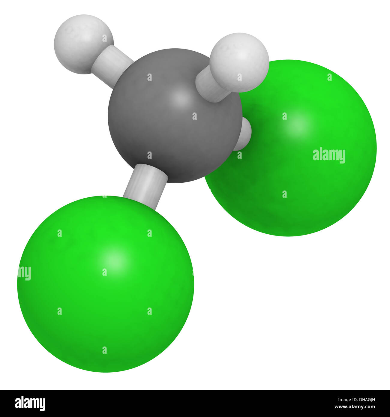 Diclorometano (CH2Cl2, cloruro di metilene, DCM) molecola, struttura  chimica. Comune di solventi chimici Foto stock - Alamy