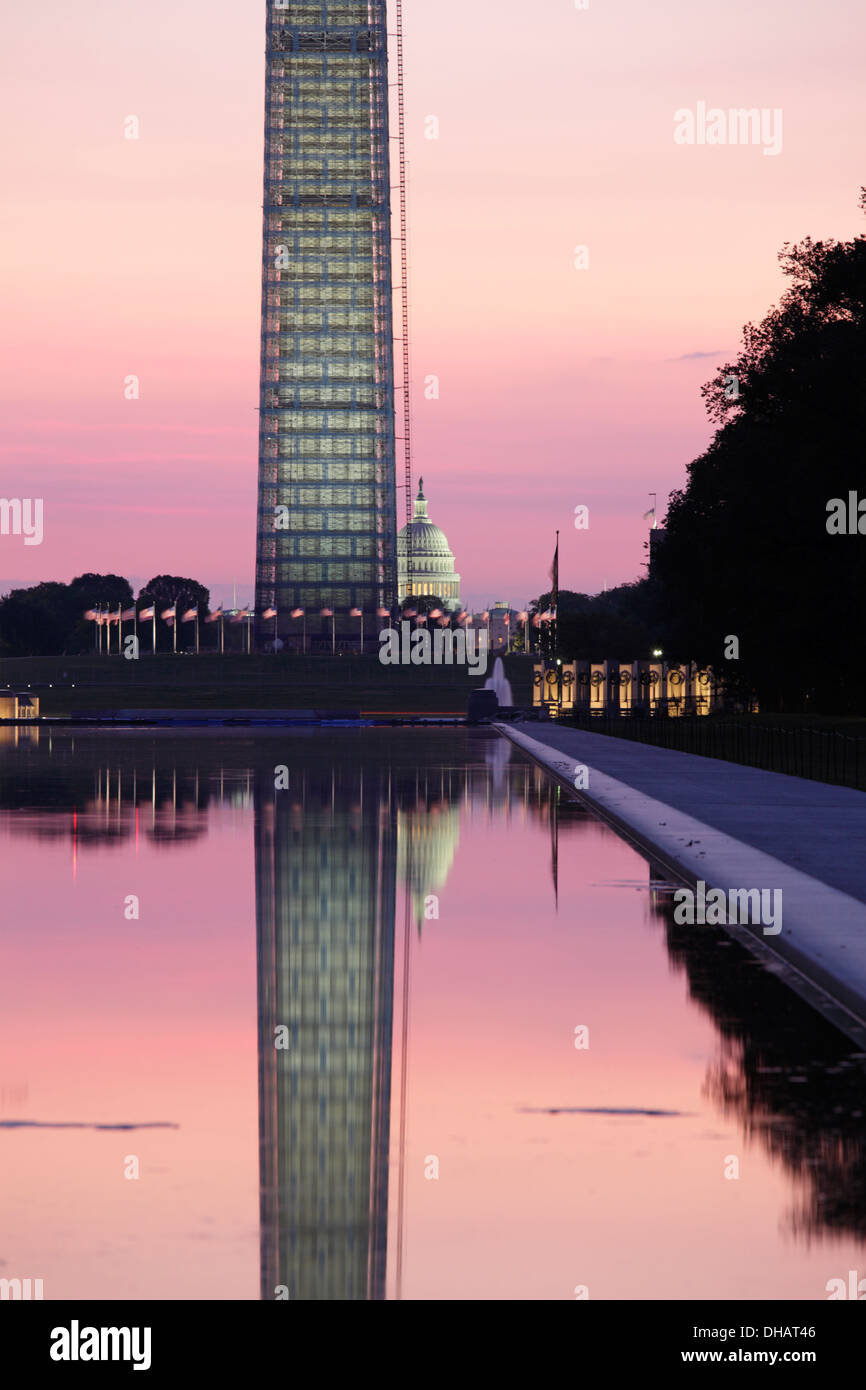 L'obelisco o Monumento di Washington di sunrise, Washington D.C.,USA Foto Stock