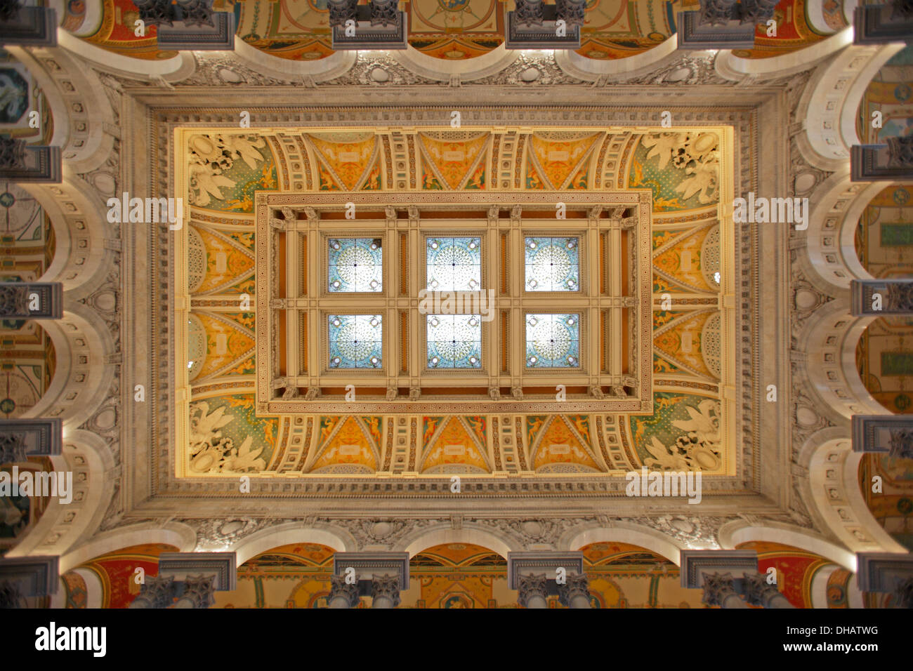 La grande sala della Biblioteca del Congresso di Washington DC, Stati Uniti d'America Foto Stock