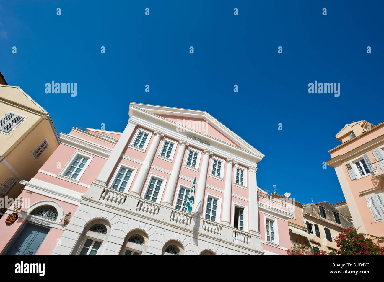 Banca Ionica, ora Alpha Bank, a Corfù, Grecia. Foto Stock