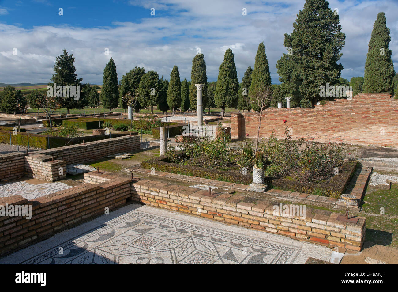 Casa degli uccelli, le rovine Romane di Italica, Santiponce, Siviglia-provincia, regione dell'Andalusia, Spagna, Europa Foto Stock