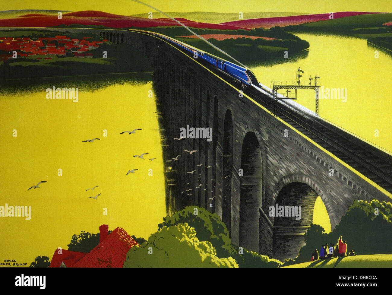 L incoronazione di Londra e il nord est della stazione ferroviaria sulla reale ponte di confine, Berwick-upon-Tweed, circa 1930 Foto Stock