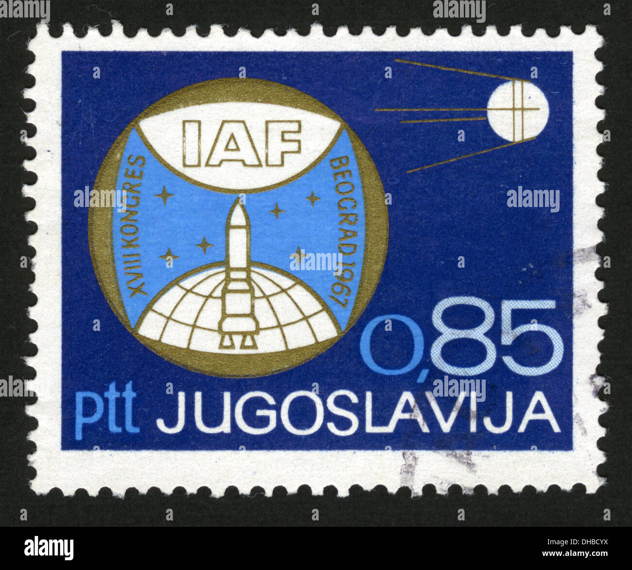 Jugoslavia,post mark,timbro, IAF, 18 Congresso,1967 Foto Stock