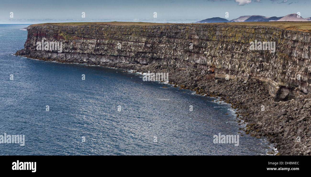 Le scogliere degli uccelli, Krisuvik, penisola di Reykjanes, Islanda Foto Stock